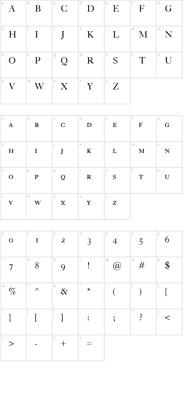 Caslon Classico SC character map