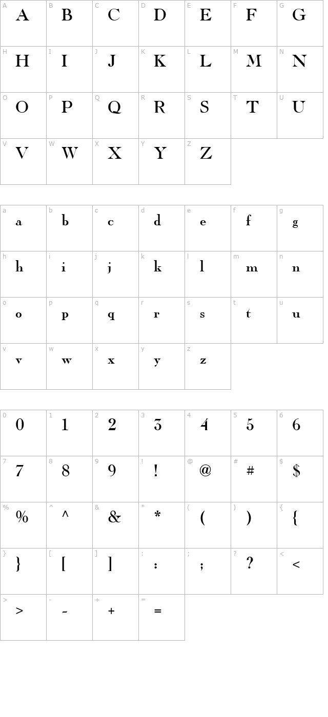 caslon-icg-titling character map