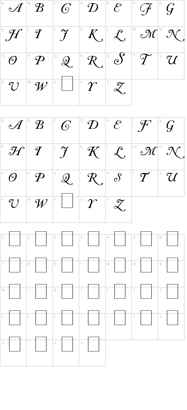 Caslon Initials character map