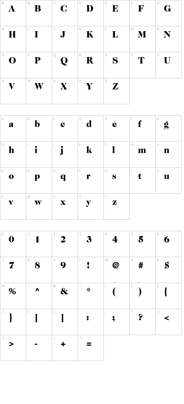 caslon-two-black-ssi-black character map