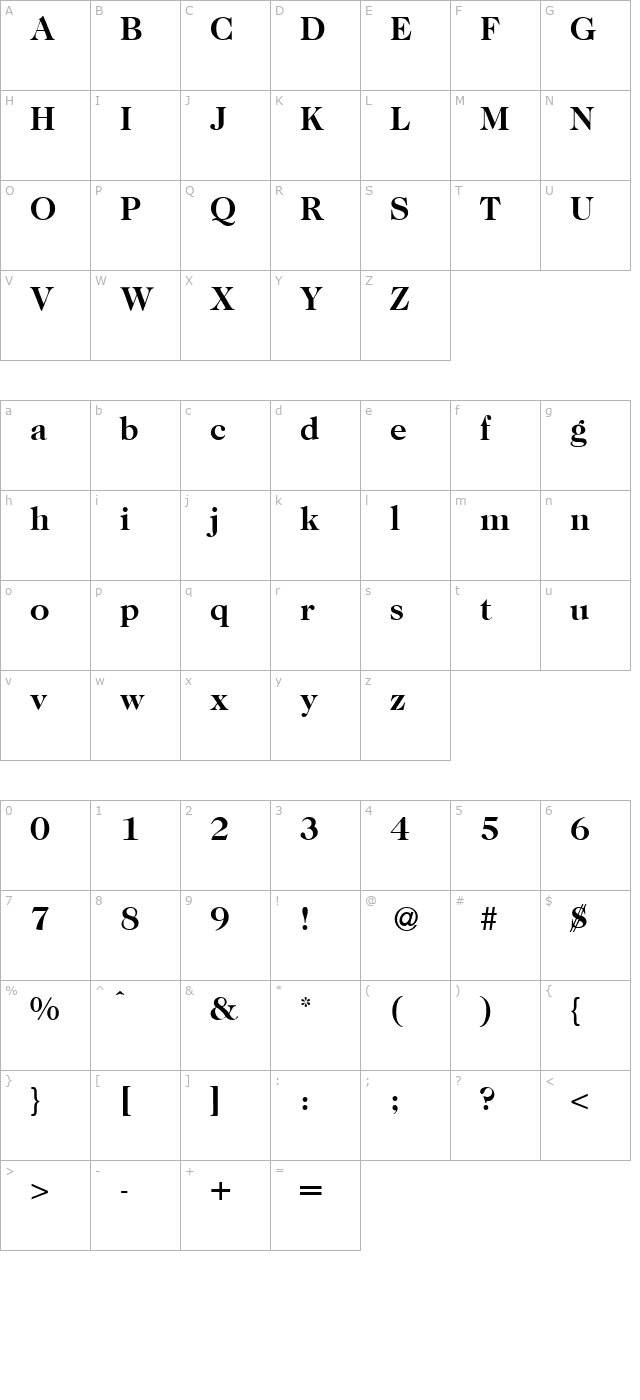 Caslon335-Bold character map