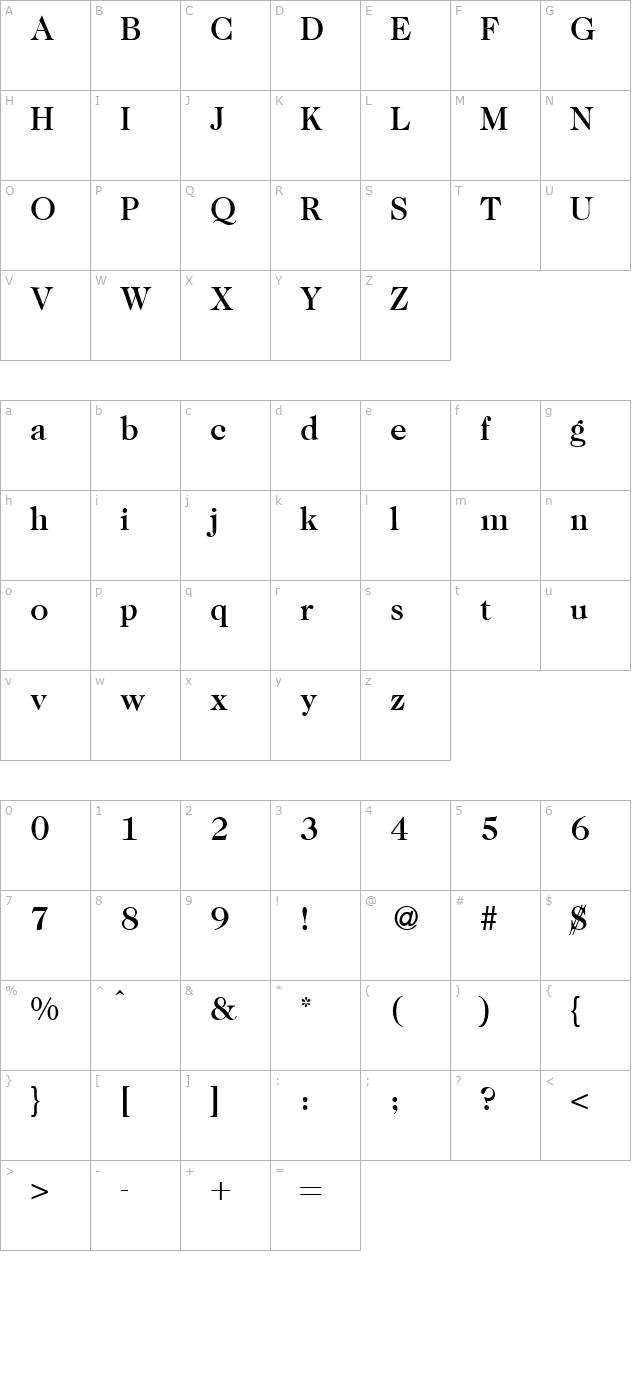 Caslon335Medium-Regular character map