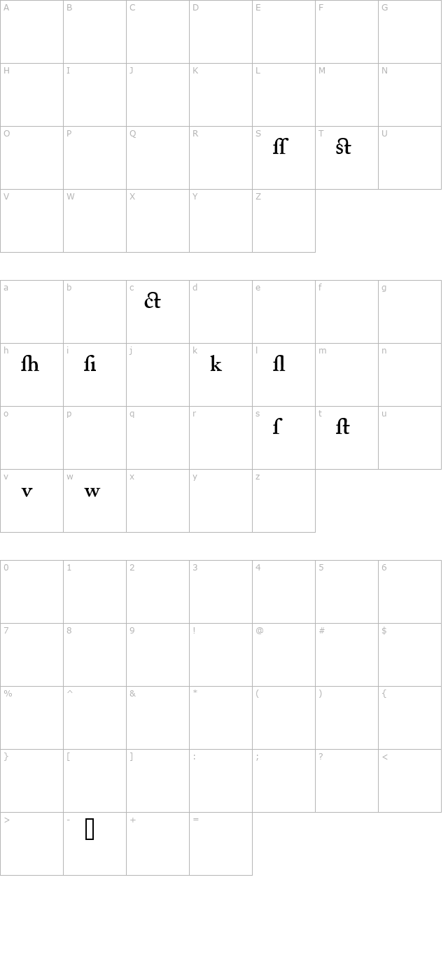 caslonalternatessk-semibold character map