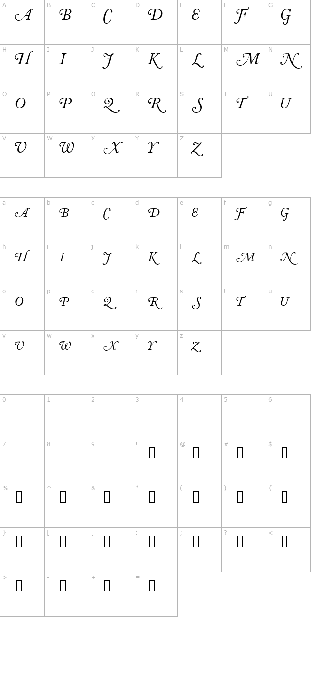 CaslonSwashSCapsSSK Italic character map