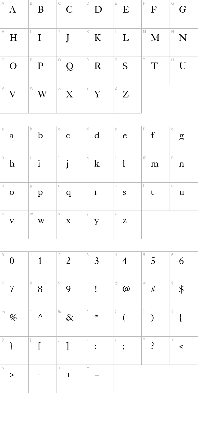 Casque Regular character map