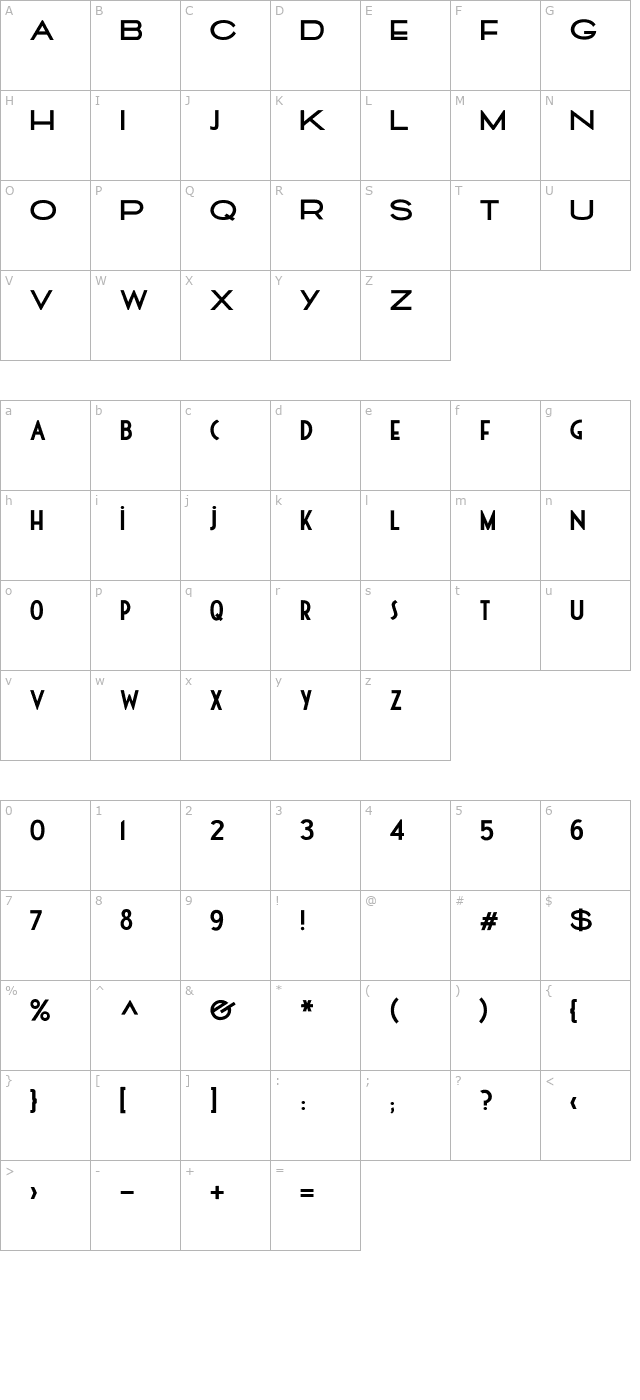 Cassandra Bold PDF character map