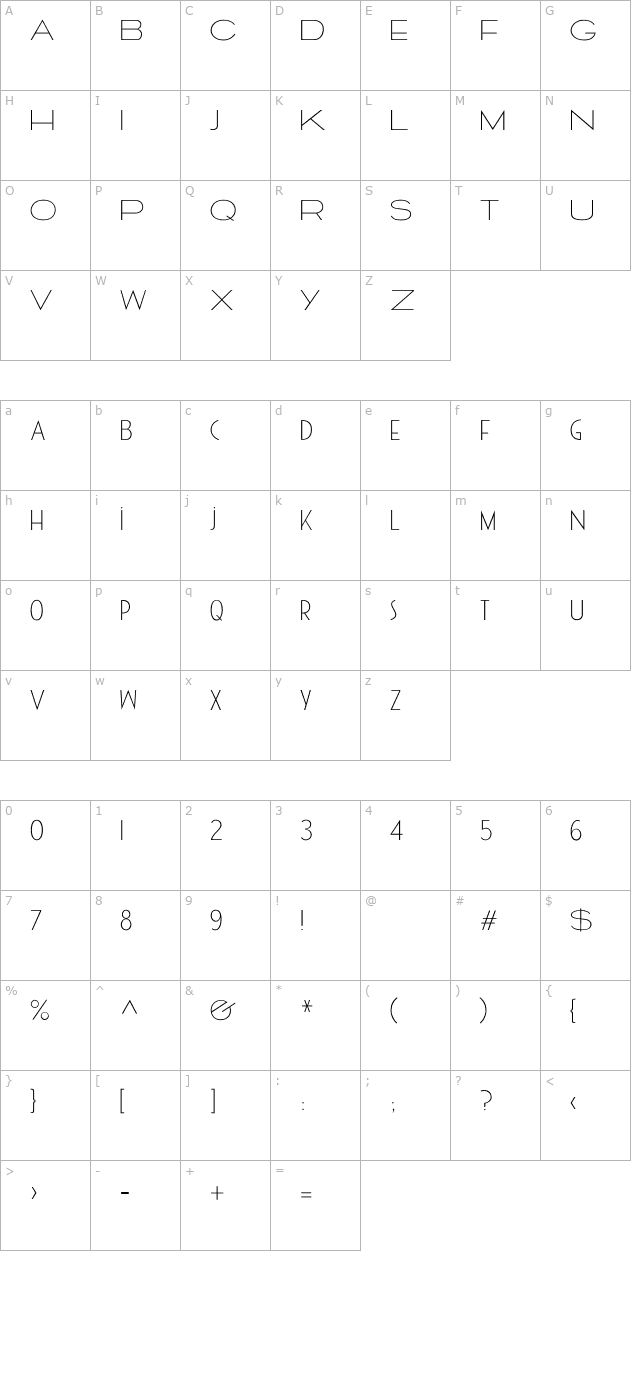 Cassandra Light PDF character map