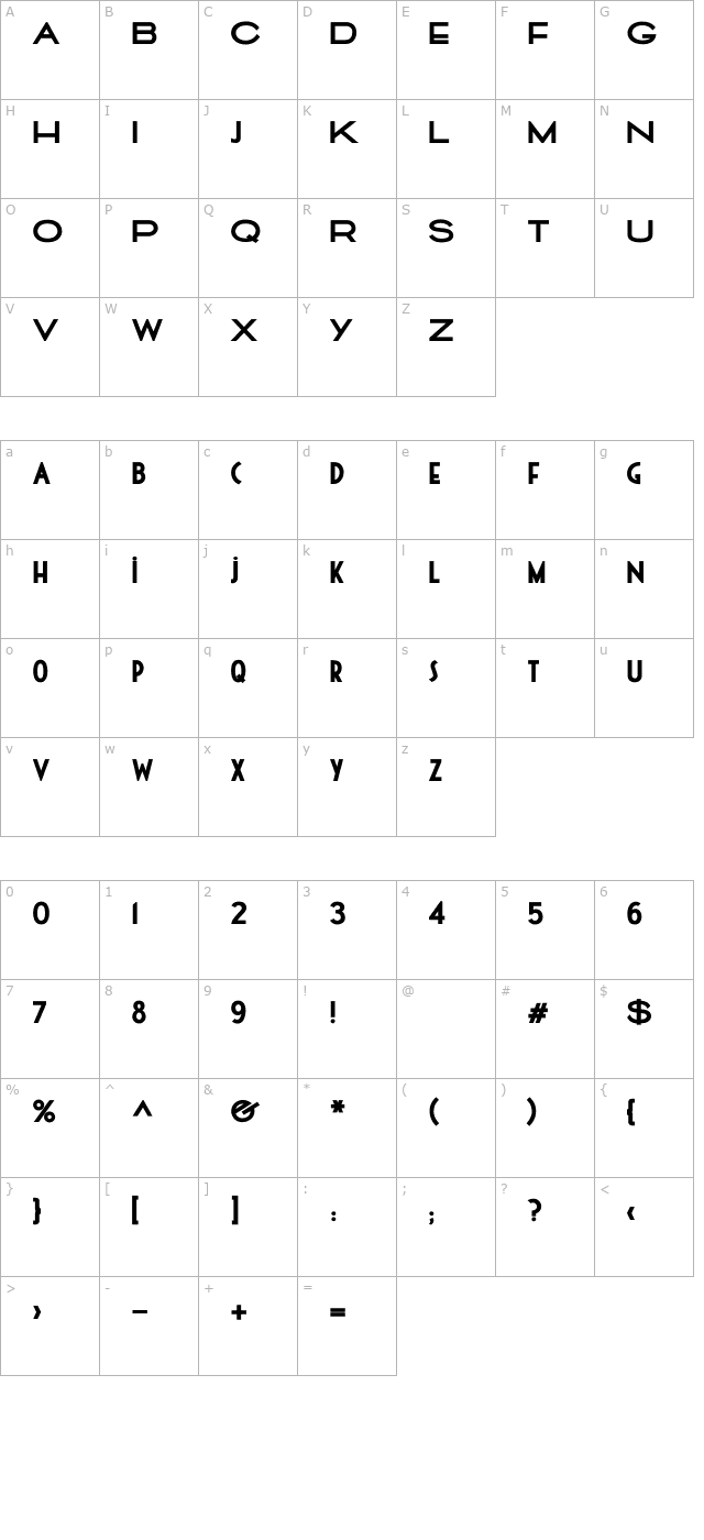 Cassandra XBold PDF character map