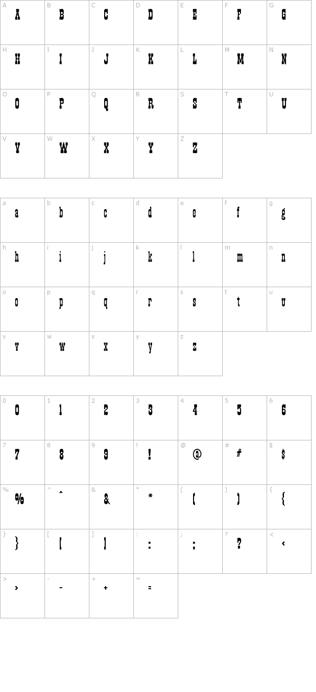 Cassidy Regular character map