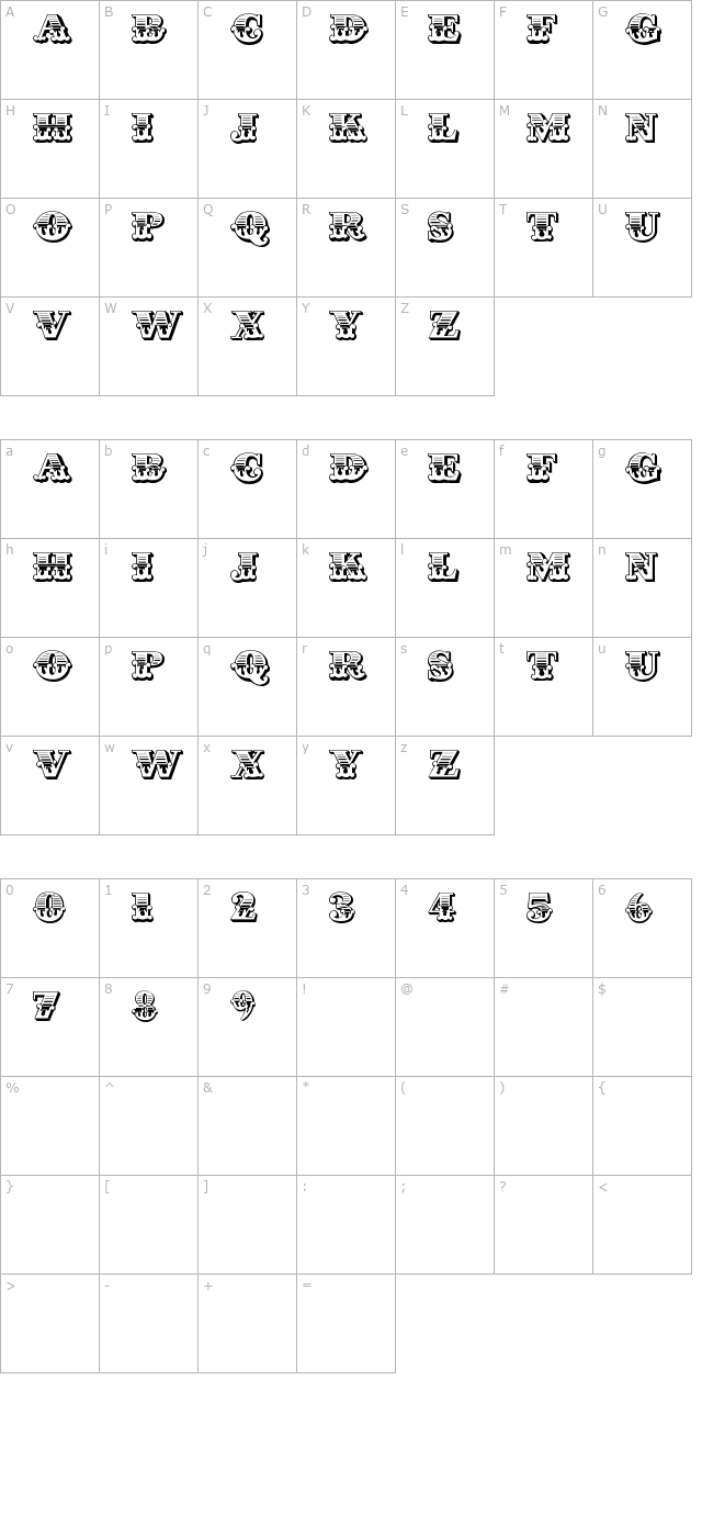 cast-iron character map