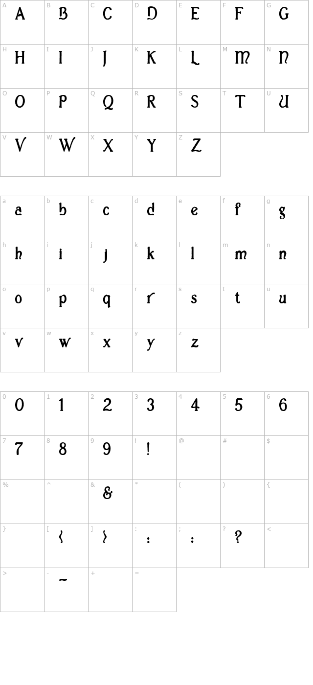 Casua_Bold character map