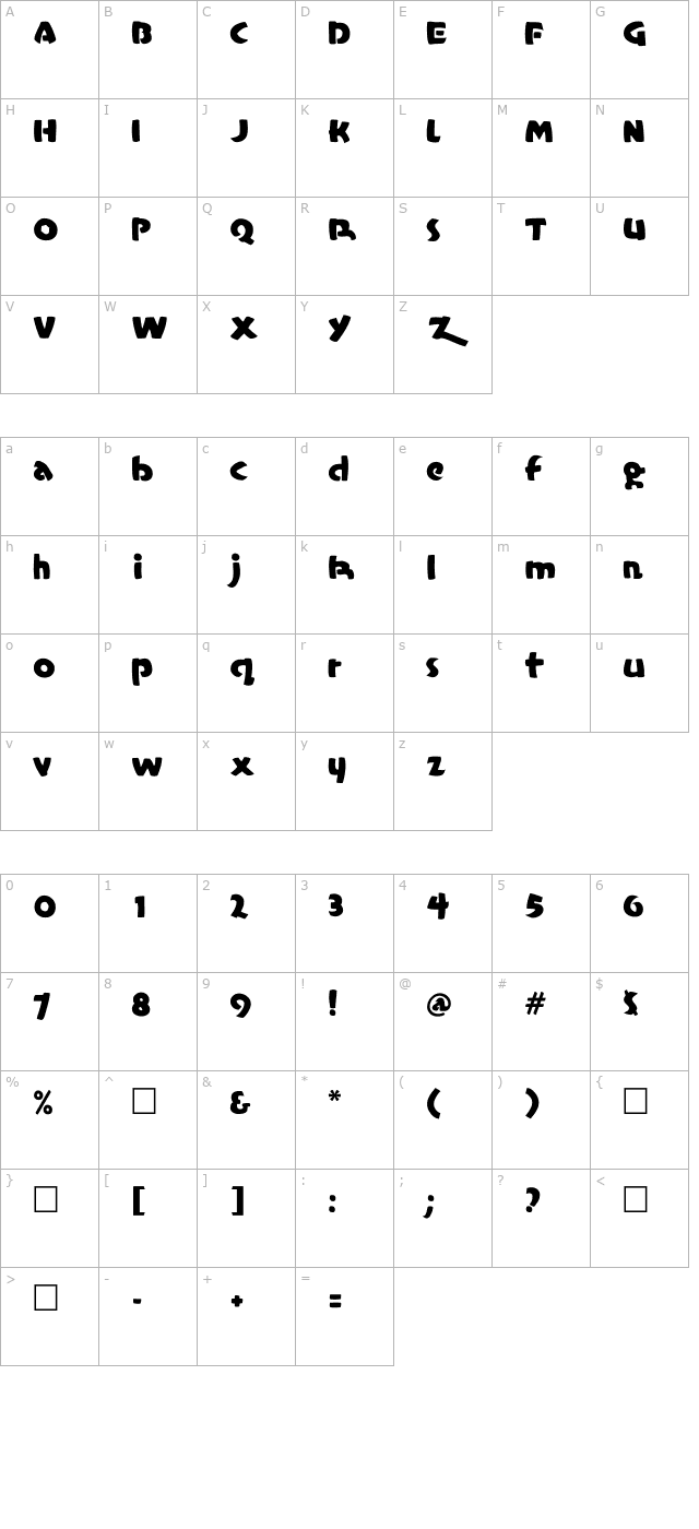 casual-regular character map