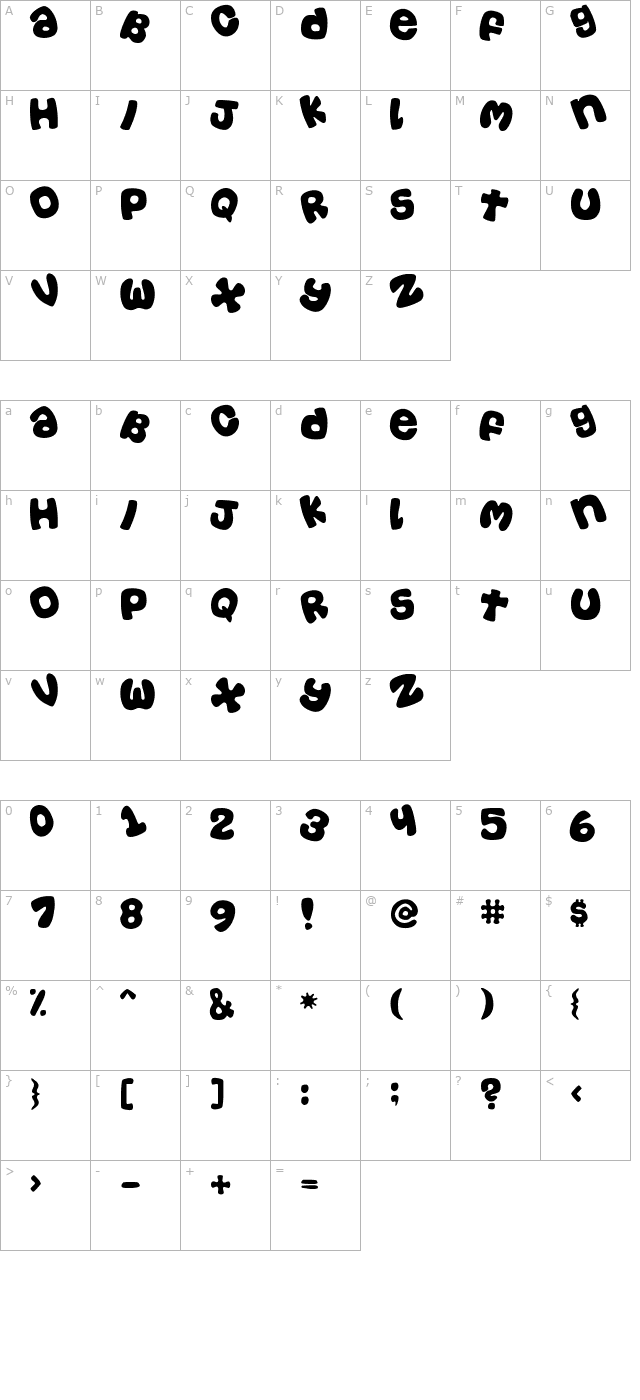 Casual Tossed character map