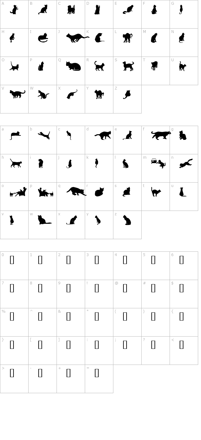 Cat Silhouettes character map