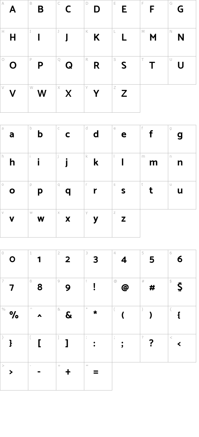 catamaran-bold character map