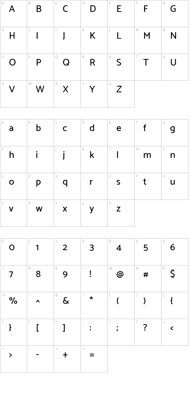 catamaran-medium character map