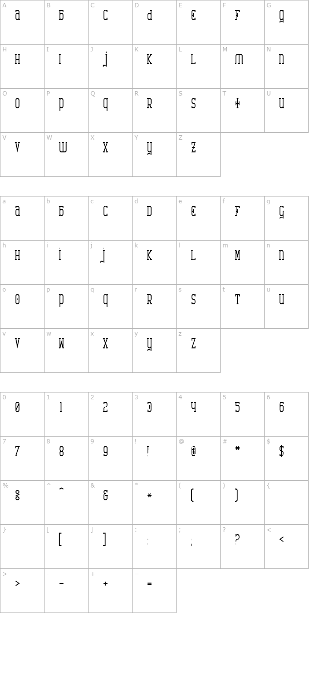 Catharsis Requiem Bold character map