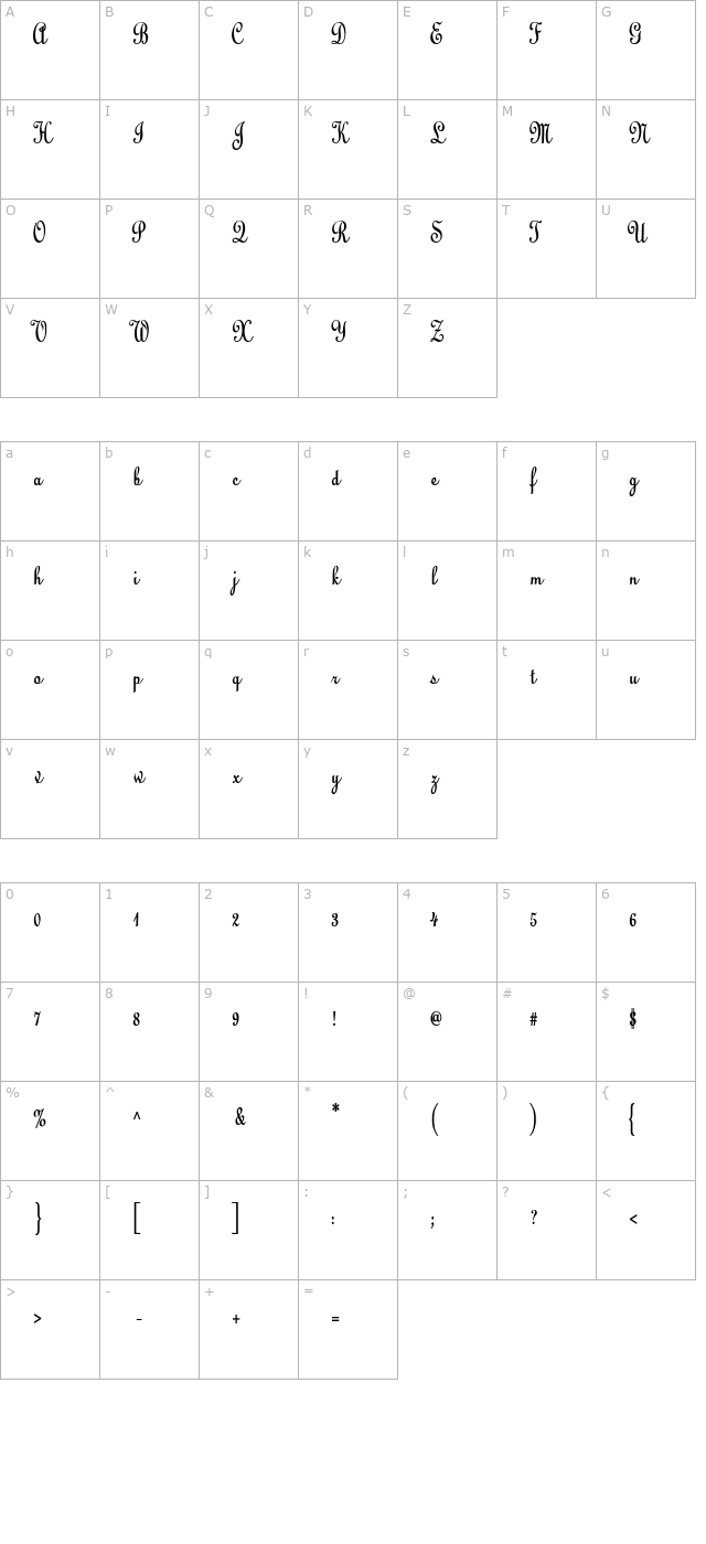 CathedralCondensed Bold character map