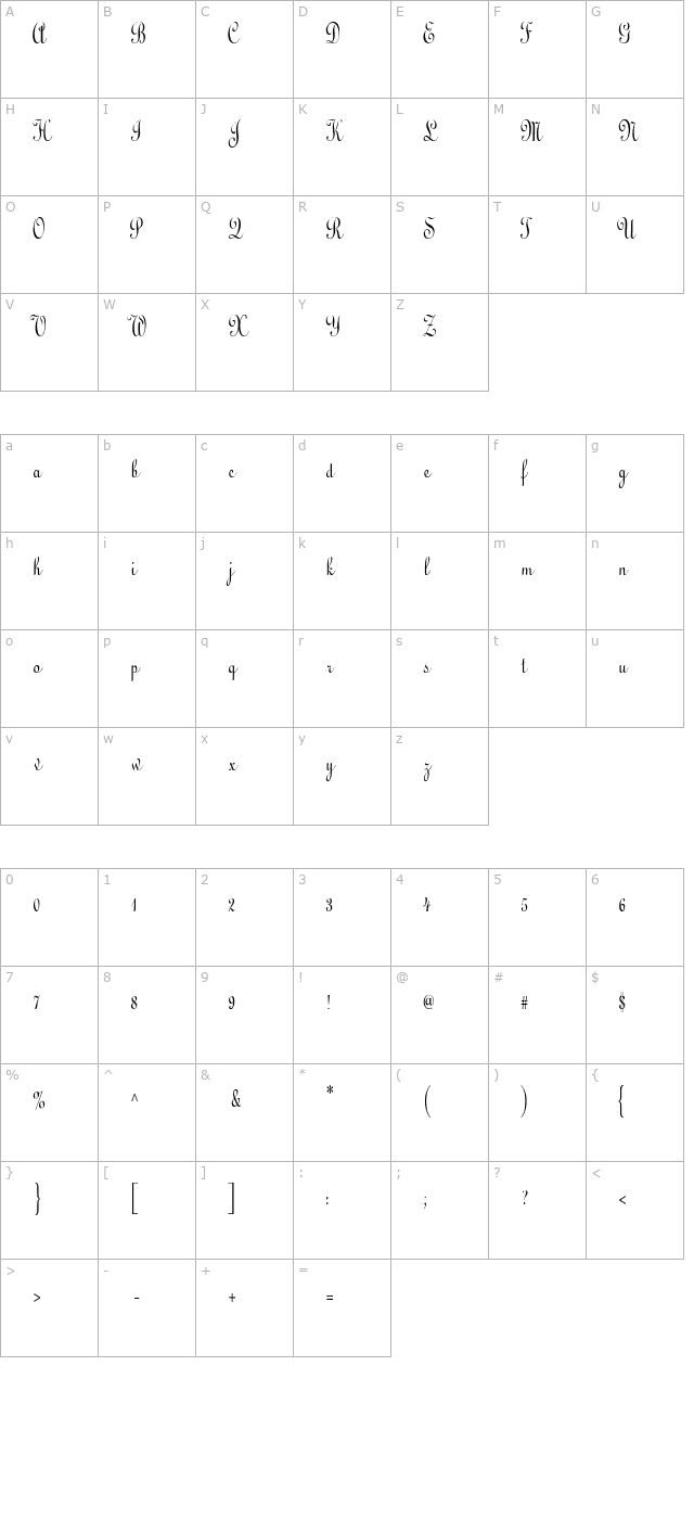 CathedralCondensed character map