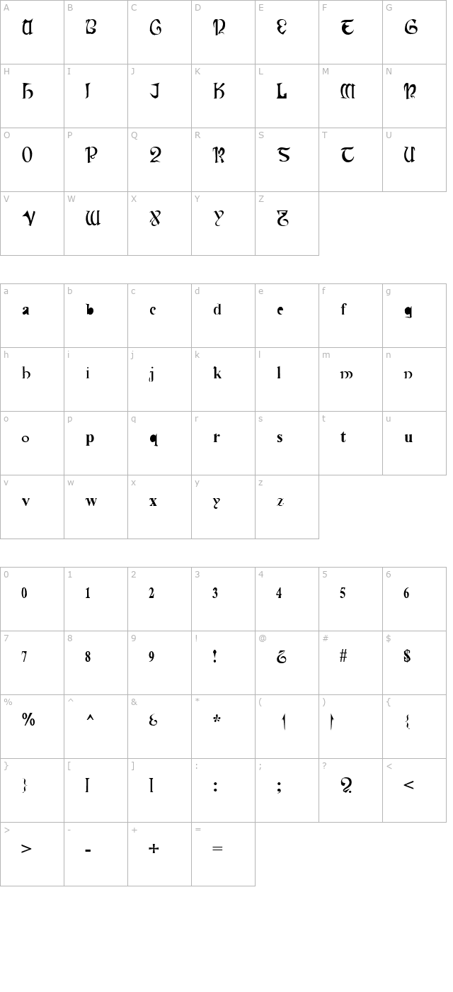 Cauldron Medium character map