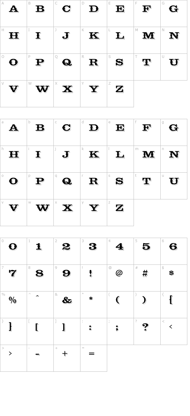 Cavalcade-Regular character map