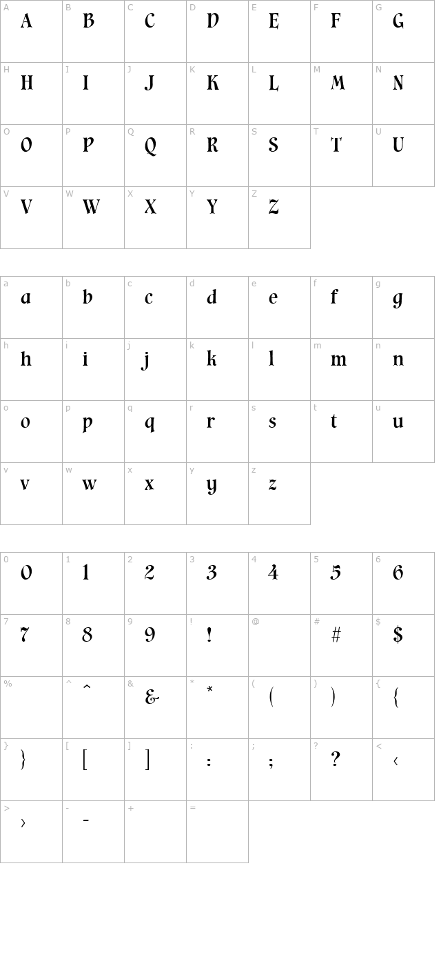 Cavalier character map