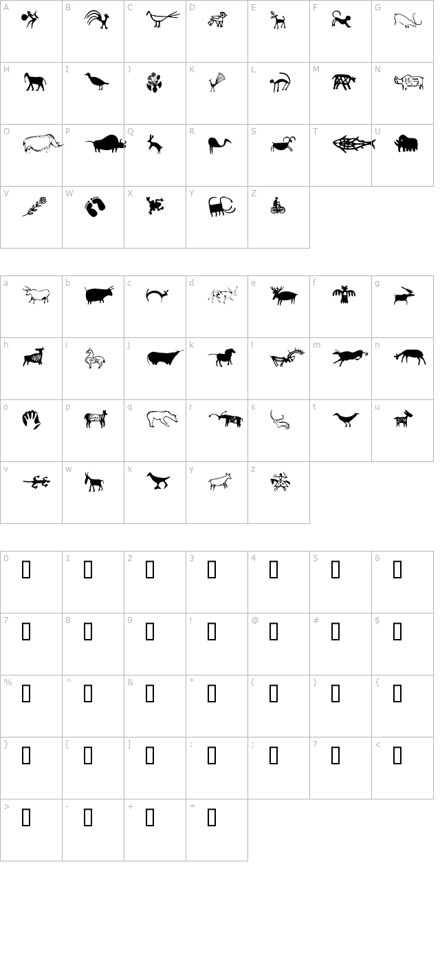 Cave Painting Dingbats character map