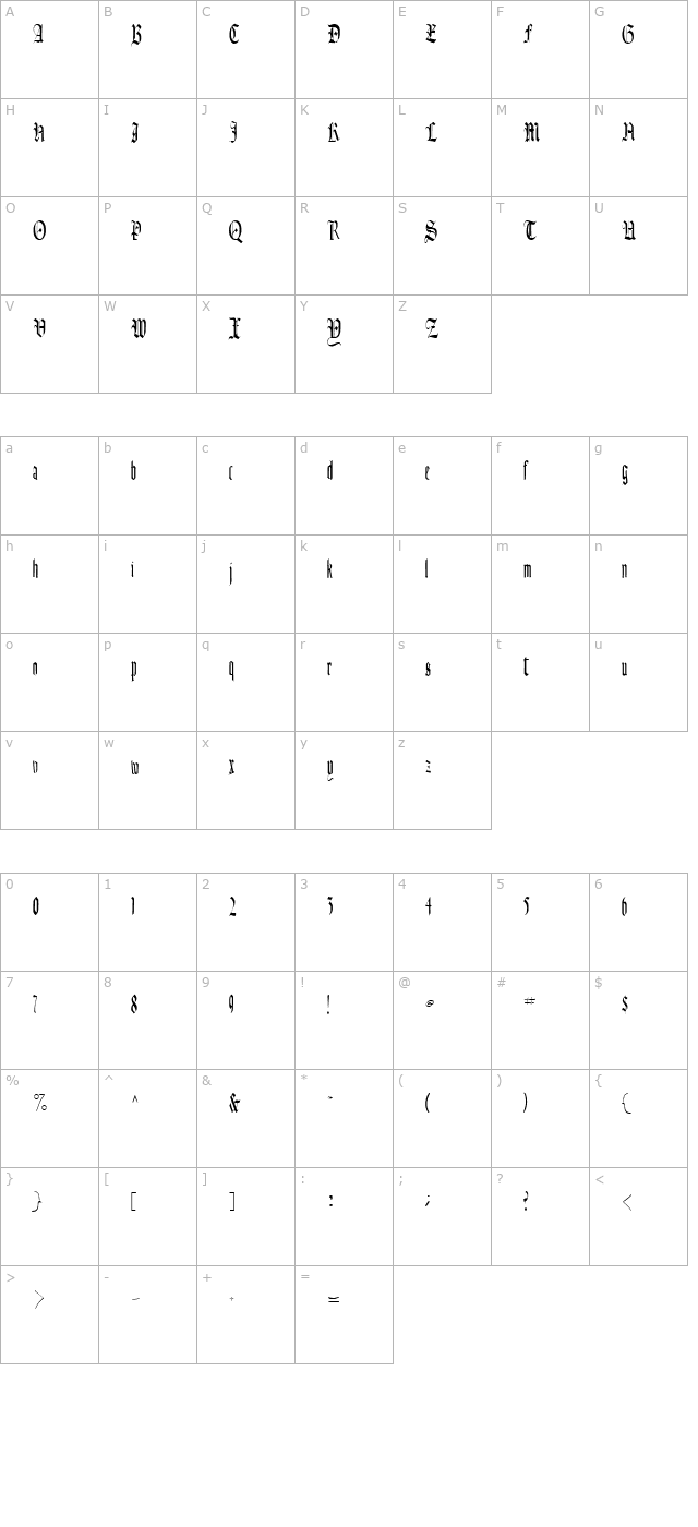 celebrate-regular character map