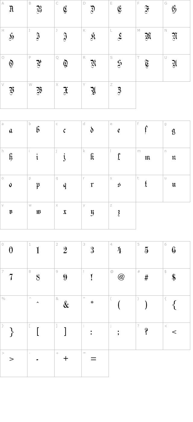 CelebrationTextPlain-Normal character map