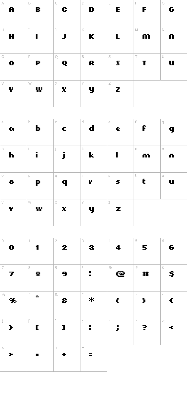 CellularSansBold character map