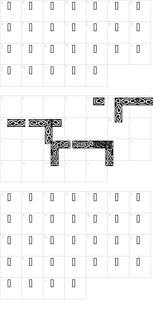 Celtic Borders character map