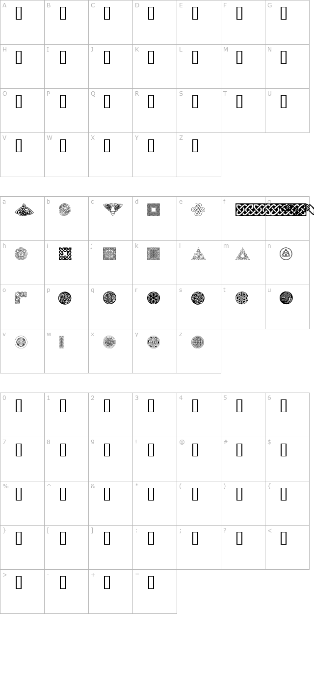 celtic-elements-iv character map