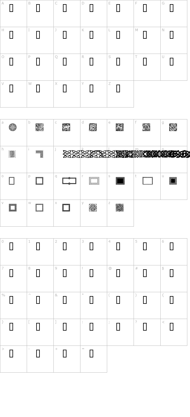 Celtic Elements character map