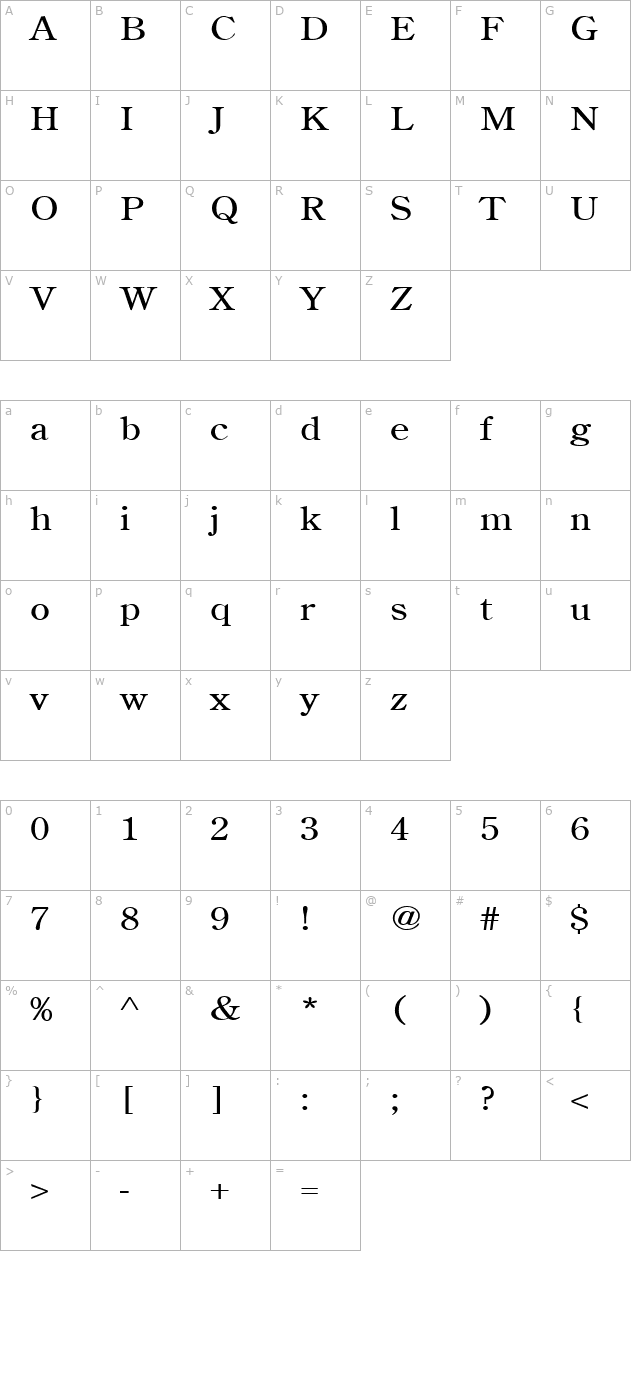 cento-wide-normal character map