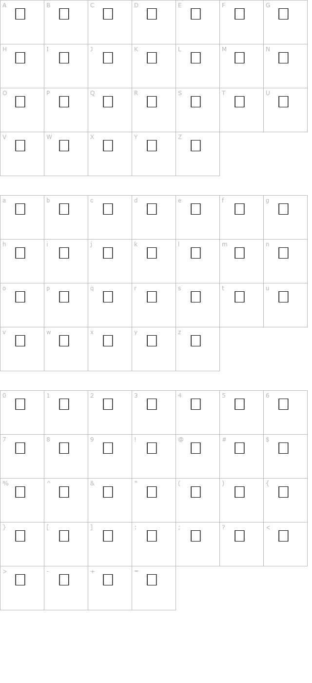 CentusMExp Italic character map