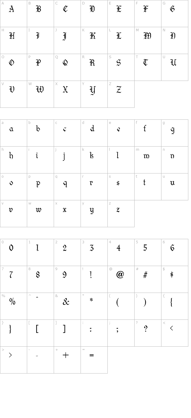 certificatext-normal character map