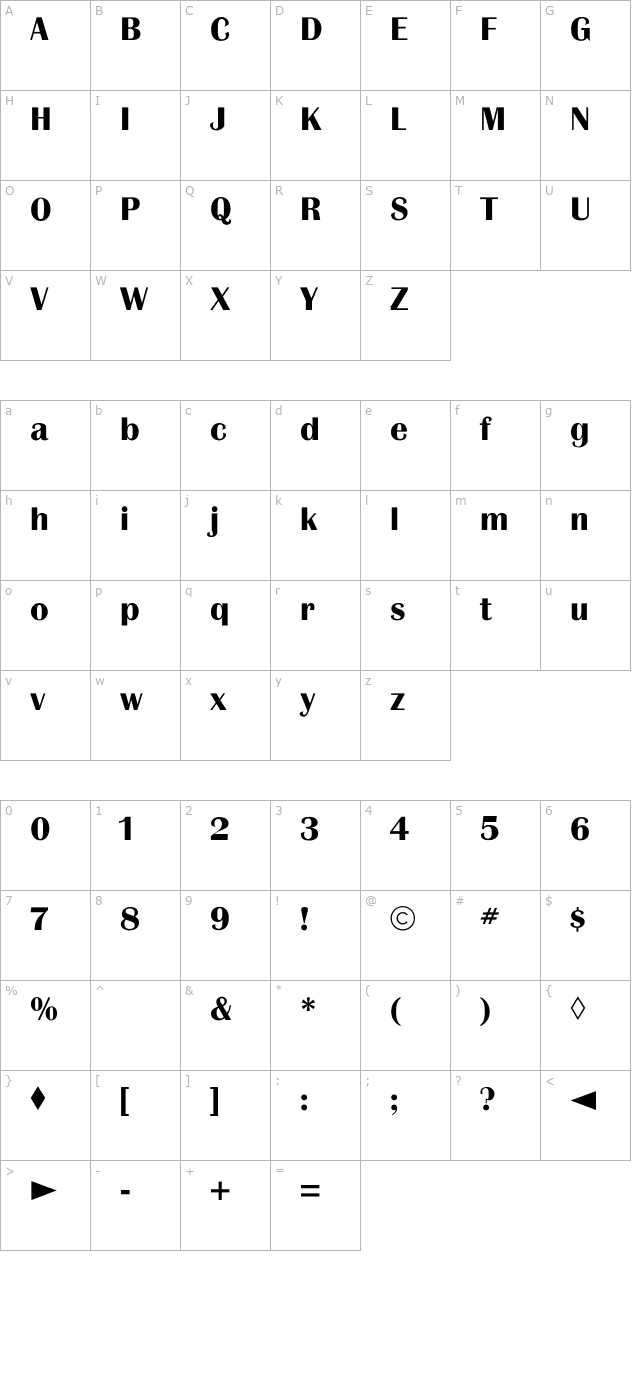 cgbritanniabold character map