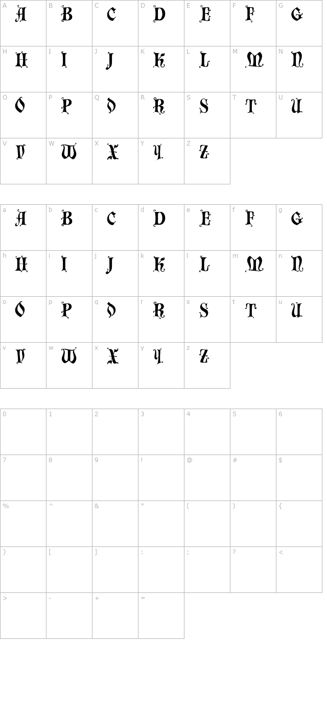 chaillot-regular character map