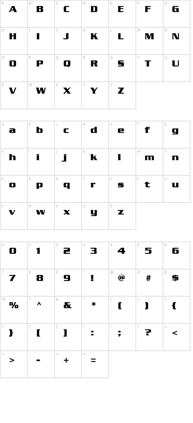 Chainlink Bold character map