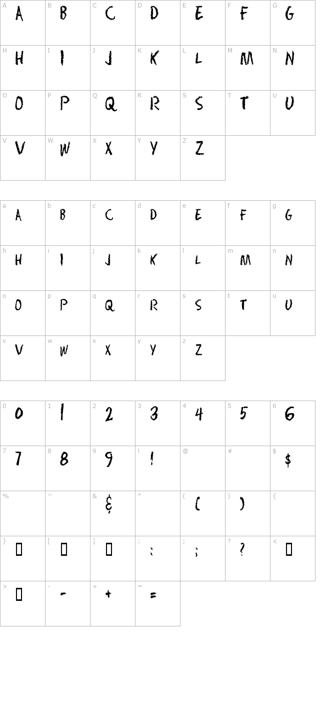 ChalkDustCondensed character map