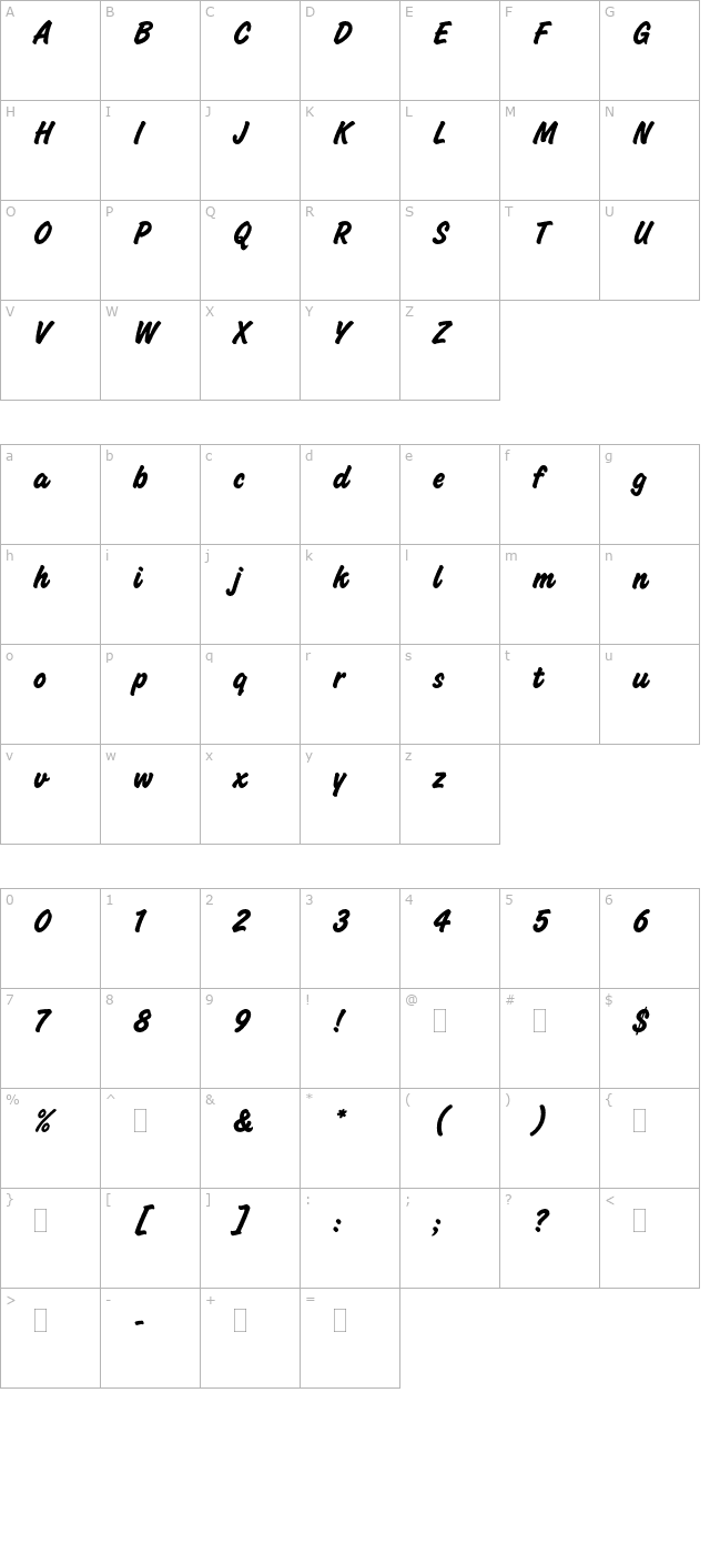 ChallengeBoldPlain character map