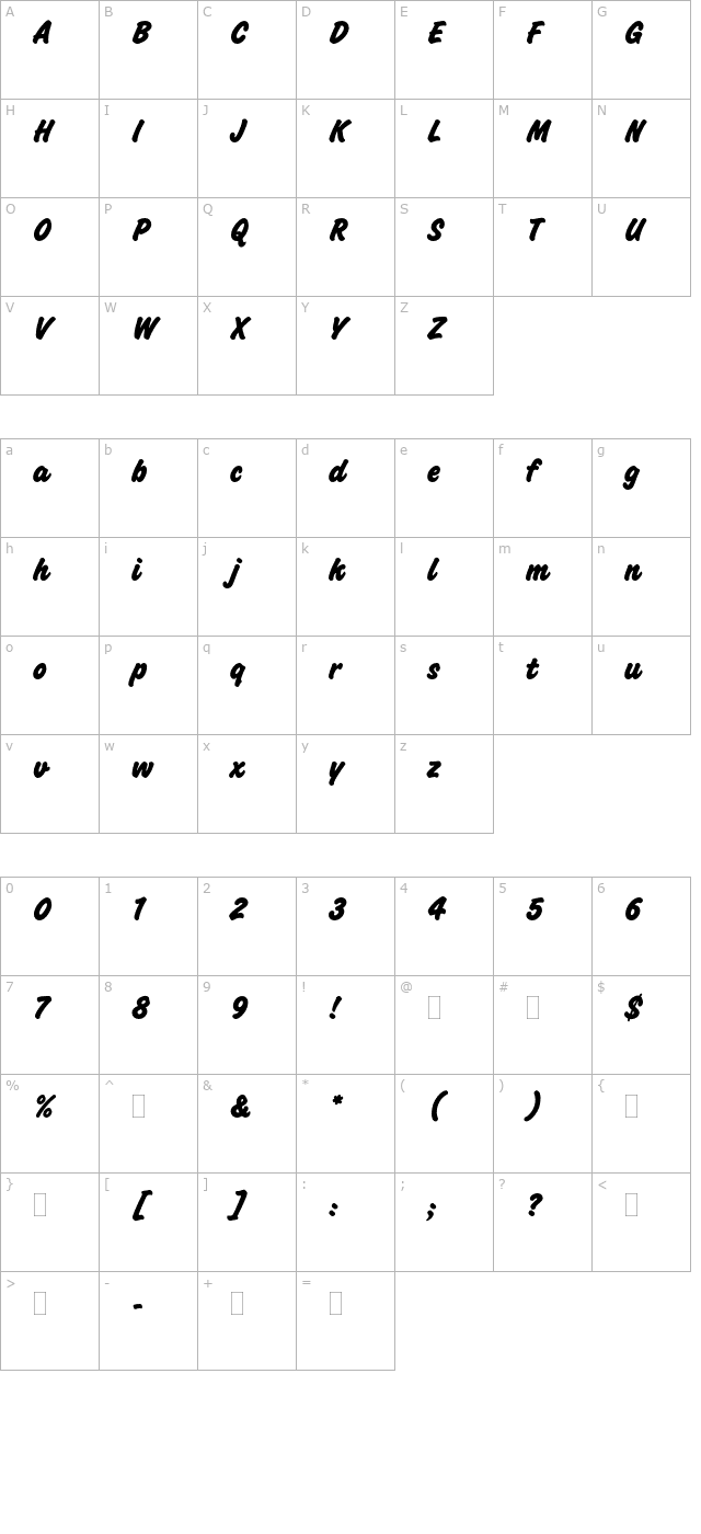 ChallengeExtraBoldPlain character map