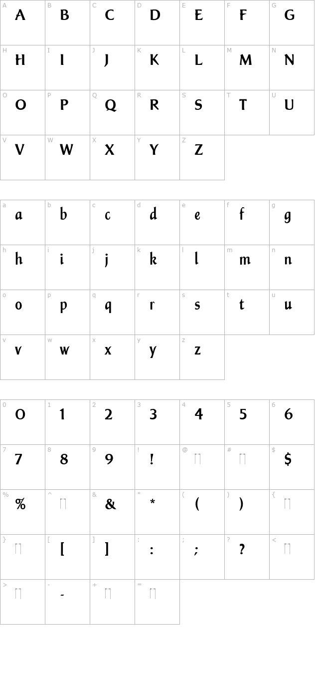 Champers Plain character map