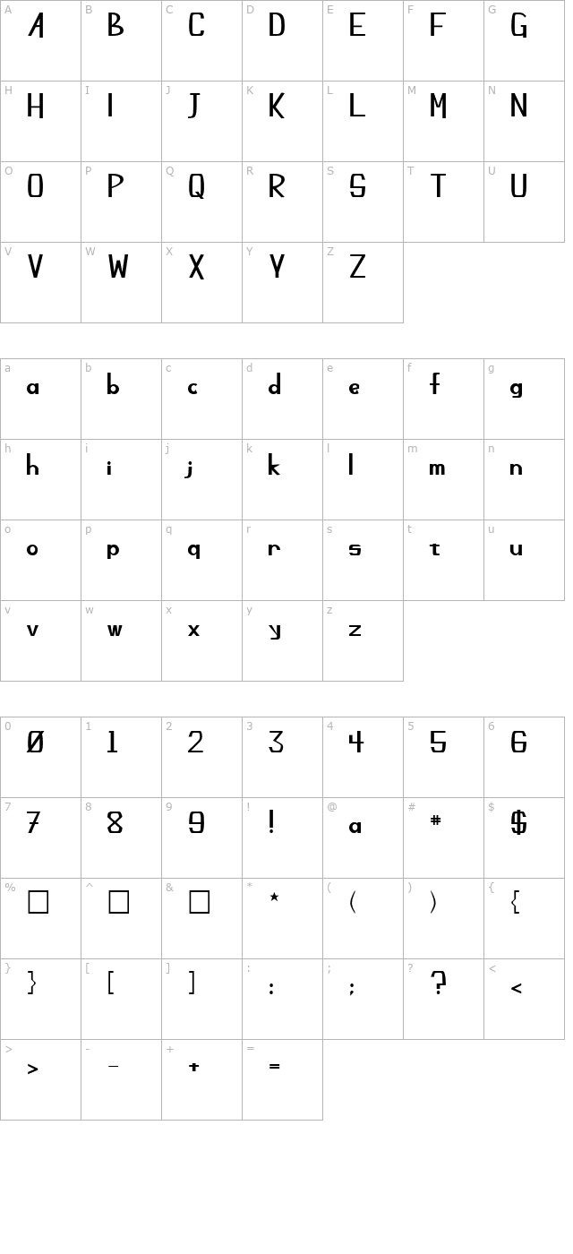 Champlin Regular character map