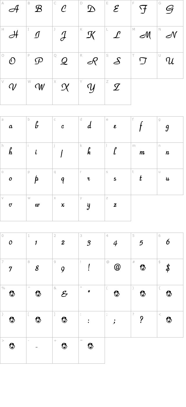 Champs Elysees character map