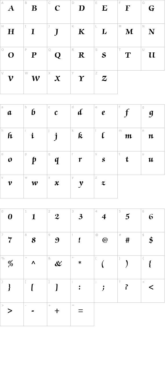 chanceryscriptblackssk character map