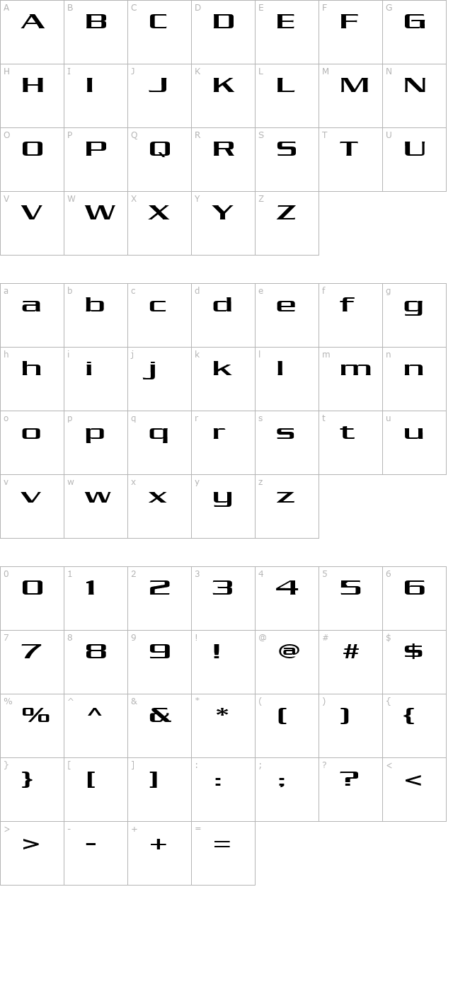 chaney-extended-normal character map