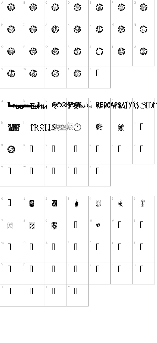 changeling-dingbats character map