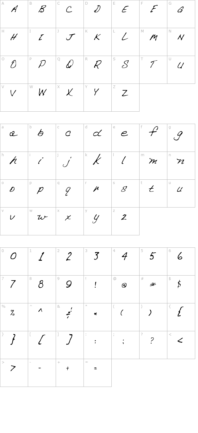 Chapman Regular character map