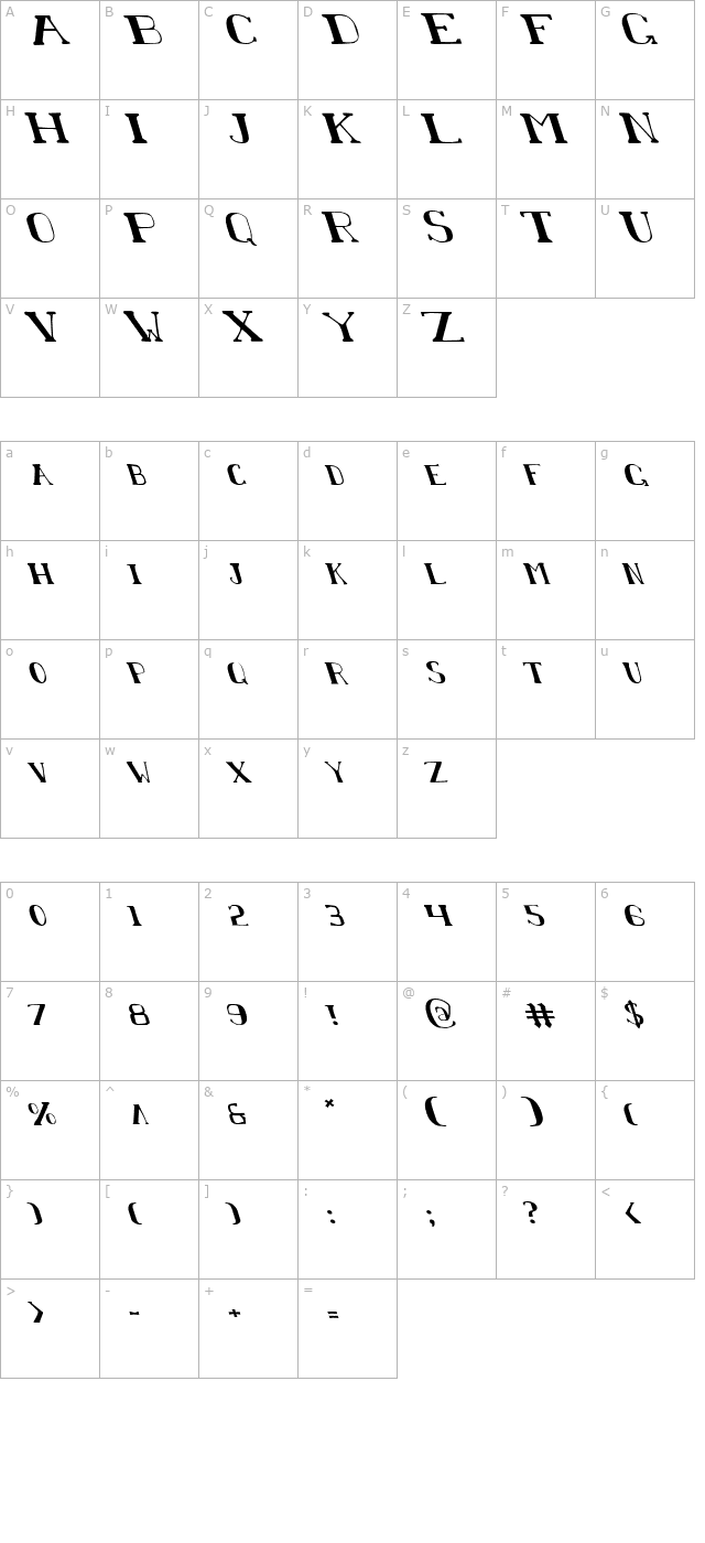 Chardin Doihle Leftalic character map